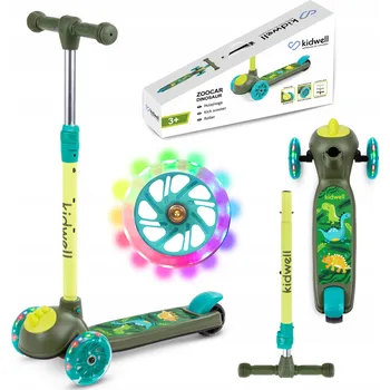 Koloběžka Tříkolová koloběžka pro kluky Kidwell Zoocar LED Dinosaur – Dinosaurus