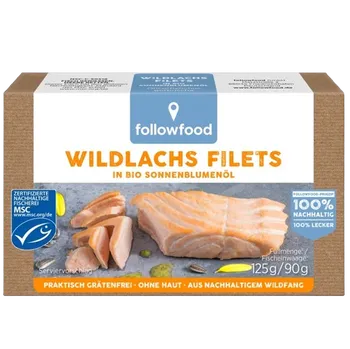 Hotové jídlo Followfood Filety z divokého lososa ve slunečnicovém oleji 125 g msc MSC Množství: 1 ks