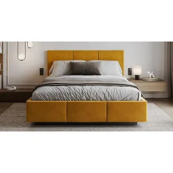 Postel Čalouněná postel AVEIRO 120x200 s kovovým zdvižným roštem PARIS ŽLUTÁ