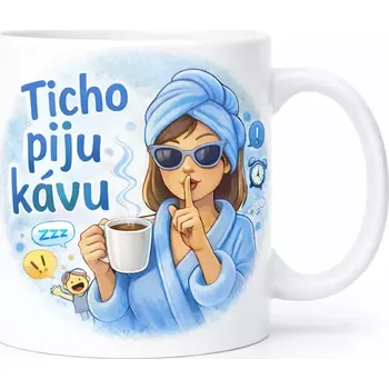 Hrnek s potiskem 330 ml ticho modrý modrý CZ