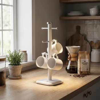 Ocelový stojan na hrnky STARKE PRO GRAVA WHITE