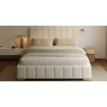 Postel Čalouněná postel AUSTIN 90x200cm Krémová Boucle s úložným prostorem kovový rošt