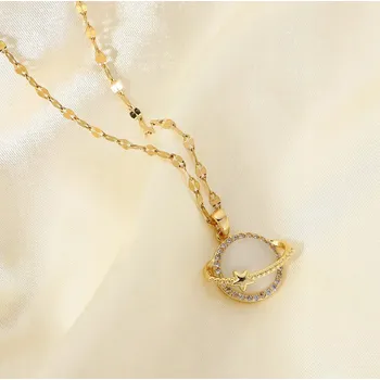 Náhrdelník Zlatý náhrdelník Planeta kolem hvězdy Prsten z nerezové Ocel Dárek