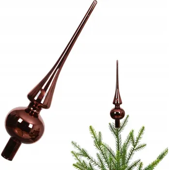 Vánoční dekorace Špice Na Vánoční Stromek Skleněná hnědá špička na stromeček lesklá 26 cm