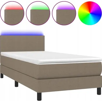 Postel Kontinentální postel 203x100x78/88 cm taupe s matrací a LED diodami