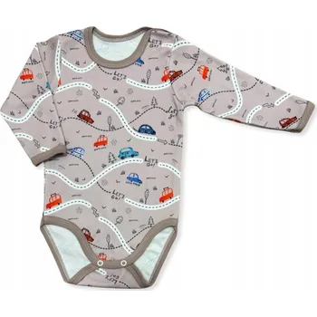 Kojenecký body BODY pro CHLAPEČKA velikost 80, dlouhý rukáv, POLSKÝ bavlna 100%, vzor AUTÍČKA
