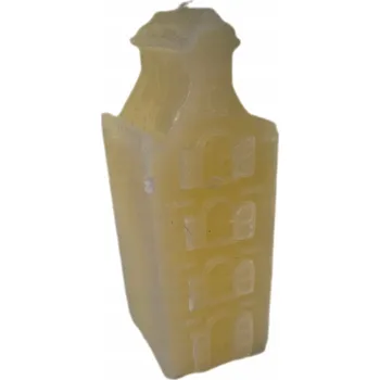 Svíčka Svíčka ve tvaru činžovního domu, žlutá, 12 cm