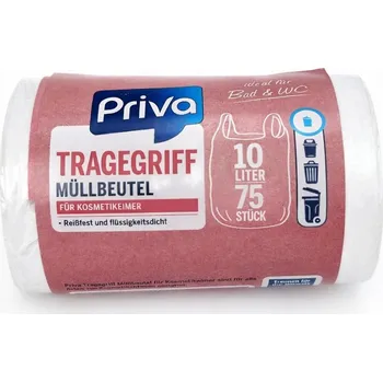 Pytle na odpadky Sáčky na odpad 10L PRIVA s oušky 75 ks. Pevné, těsné, odolné