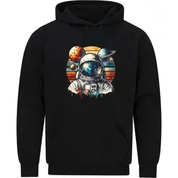 Pánská mikina Pánská mikina Astronaut mezi Planetami (Velikost: 5XL, Barva: Černá)