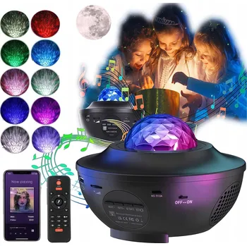Lampička NOČNÍ LAMPA S PROJEKTOREM HVĚZD, BLUETOOTH REPRODUKTOR, ČASOVAČ A DÁLKOVÉ OVLÁDÁNÍ
