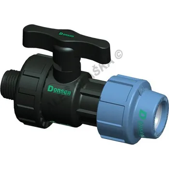 Ventil DONSEN | PE (PP-S) spojka uzavírací ventil (kohout) s vnějším závitem na polyetylénové trubky (polyš) (svěrný plastový) - 20x1/2" PE4731