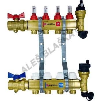 Instalatérský materiál Rozdělovač pro podlahové vytápění s průtokoměry, k podlahovému topení - 7 - cestný 52RO