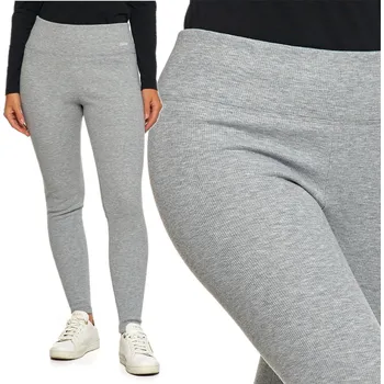 Dámské oblečení Zateplené dámské legíny s žebrováním, teplé, vysoký pas, šedé MORAJ S/M