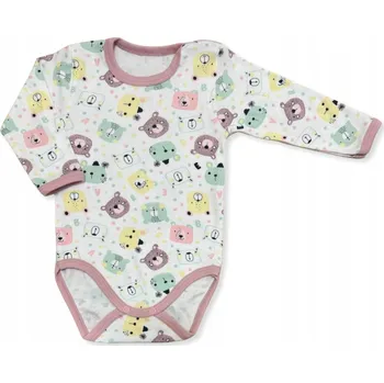 BODY pro HOLČIČKU velikost 80 s dlouhým rukávem bavlna 100% MEDVÍDCI RŮŽOVÍ