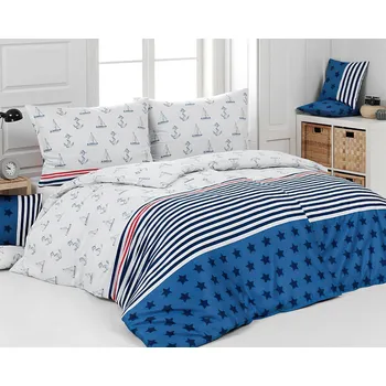 Povlečení Povlečení Matějovský BLUE COAST, námořnický motiv, modrá, bavlna hladká, 140x220cm + 70x90cm