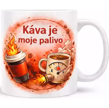 Hrnek s potiskem 330 ml káva je palivo červený červený CZ