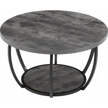 Konferenční stolek VEVOR Konferenční stolek 80,5 cm, dvoupodlažní konstrukce, Kulatý, šedý