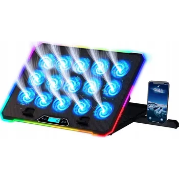 CHLADICÍ PODLOŽKA POD NOTEBOOK 15 VENTILÁTORŮ 10 RGB BAREV 2 USB PORTY