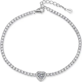 Náramek Stříbrný tenisový náramek se srdíčkem AGB773/21 Agato