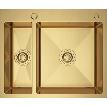 Granitový dřez Nerezový dřez s 1,5 komorou AIDA 61x51 cm ZLATÝ set s dávkovačem