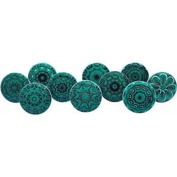 Nábytkové kování KERAMICKÉ ÚCHYTKY 20 KS MALOVANÉ NA SKŘÍŇKY ZÁSUVKY ZELENÉ SKŘÍŇKY