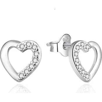 Náušnice Srdíčkové stříbrné náušnice se zirkony AGT-E199PW Agato