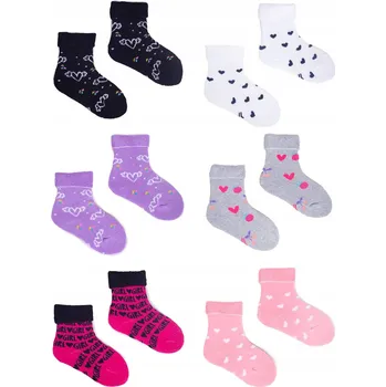 Ponožky dívčí froté barevné BALENÍ 6 KUSŮ velikost 20-22 YOCLUB