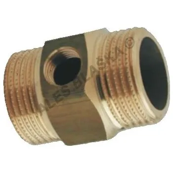 Instalatérský materiál Vsuvka mosazná s bočním závitem (dvojnipl) - MOSAZ nipl - 2"x1/2"x2" 1710