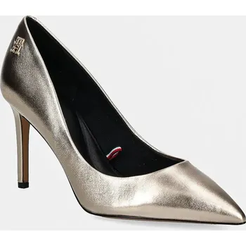 Dámská móda Kožené lodičky Tommy Hilfiger PARTY POINTED METALLIC PUMP FW0FW08156 zlatá GLD, EUR 40