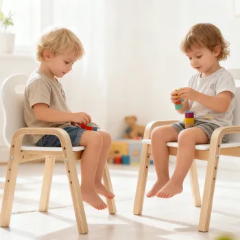 Odrážedlo AIYAPLAY sada dřevěných židlí pro děti, protiskluzové podložky, výškově nastavitelná, 3–15 let, bílé