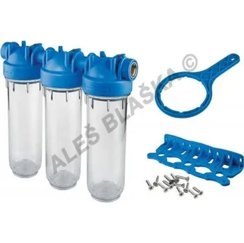 Filtrace vody ATLAS FILTRI - Itálie | Trojitý filtr DP 10" SENIOR TRIO + držák + klíč (filtr na vodu, vodní filtrace) - 3/4" filtr DP SENIOR 10" TRIO + držák + klíč