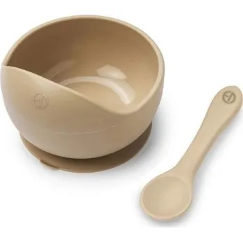 Jídelní set Elodie Silikonová miska se lžičkou Elodie Details Barva: Pure Khaki
