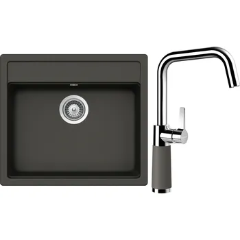 Kuchyňský dřez Set Schock S24-10 (dřez Nemo N-100 Asphalt + baterie SC-530 Asphalt)