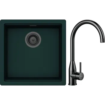 Kuchyňský dřez Set Schock S31-5 (dřez Kiruna N-100 Ivy + baterie Kavus Gunmetal brushed + komponenty Gunmetal brushed)