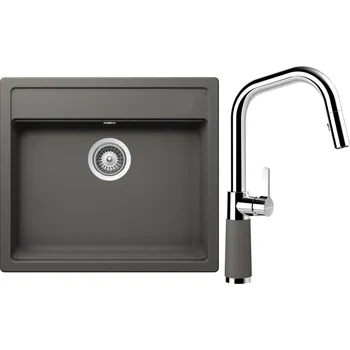 Kuchyňský dřez Set Schock S9-9 (dřez Mono N-100 Silverstone + baterie SC-530.120 Silverstone)