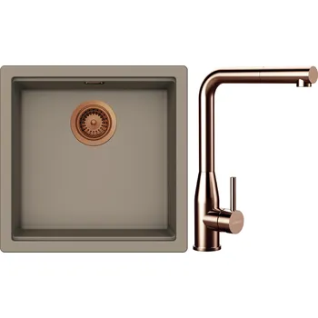 Kuchyňský dřez Set Schock S31-19 (dřez Kiruna N-100 Twilight + baterie Keto.120 Copper brushed + komponenty Copper brushed)