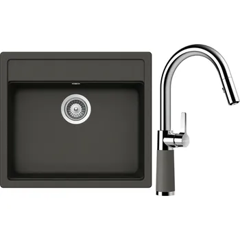 Kuchyňský dřez Set Schock S24-9 (dřez Nemo N-100 Asphalt + baterie SC-520.120 Asphalt)