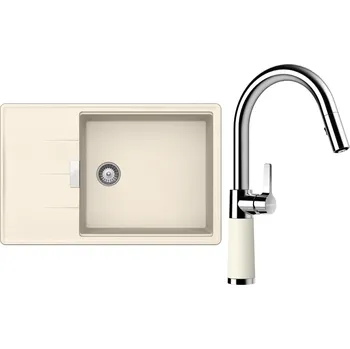 Kuchyňský dřez Set Schock S17-7 (dřez Tia D-100LS Magnolia + baterie SC-520.120 Magnolia)