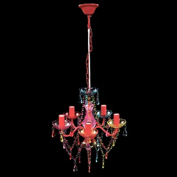 Barevný lustr na 5 žárovek