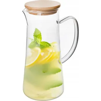Džbán na nápoje studené i horké, skleněný s bambusovým víkem, 1,35 l