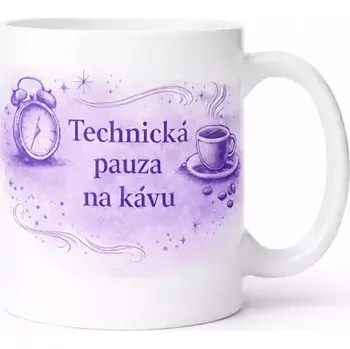Hrnek s potiskem 330 ml technická pauza fialový fialový CZ