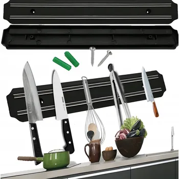 Stojan na nože Magnetický držák na nože na Nože náčiní, černý, Magnet 33 cm