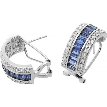 Souprava šperků MPM Dámské kruhové stříbrné náušnice 8248 - stříbrnomodré barvy