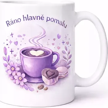 Hrnek s potiskem 330 ml ráno pomalu fialový fialový CZ