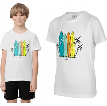 Chlapecké tričko 4F JTSM009 bavlna bílé, velikost 158.