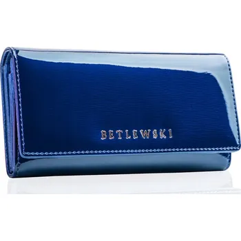 Peněženka Betlewski velká dámská kožená lakovaná peněženka na karty, mince, se zapínáním na patentku