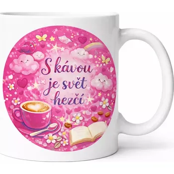 Hrnek s potiskem 330 ml hezčí svět růžová růžový CZ