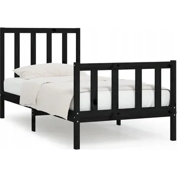 Postel Rám postele, černá, masivní dřevo, 75x190 cm, jednolůžko