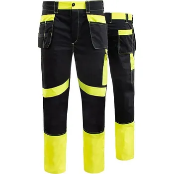 montérky Pracovní kalhoty Procera do pasu BOZP 260, černé žluté, hv, vel. 48