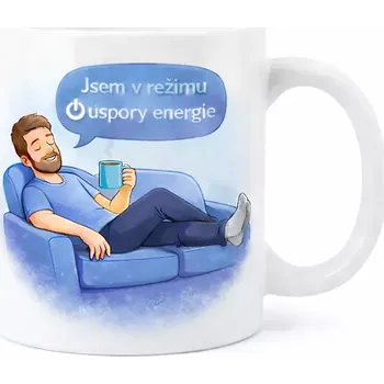 Hrnek s potiskem 330 ml úspora energie modrý modrý CZ